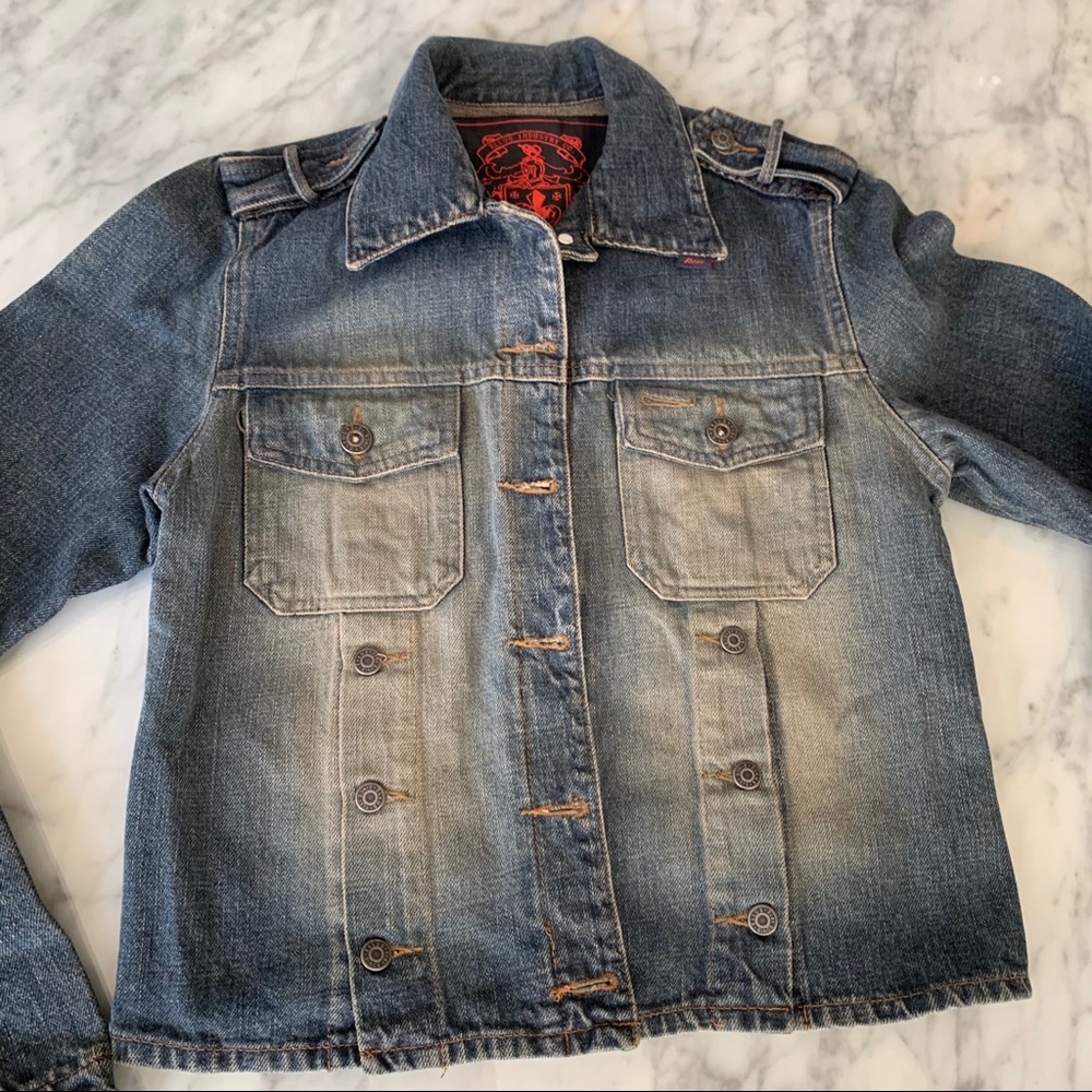 Ellus Military Style Denim Jeans jacket Size S